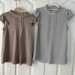 2 ELLE Women’s Short Cap Sleeve Classic Blouses Size Small
